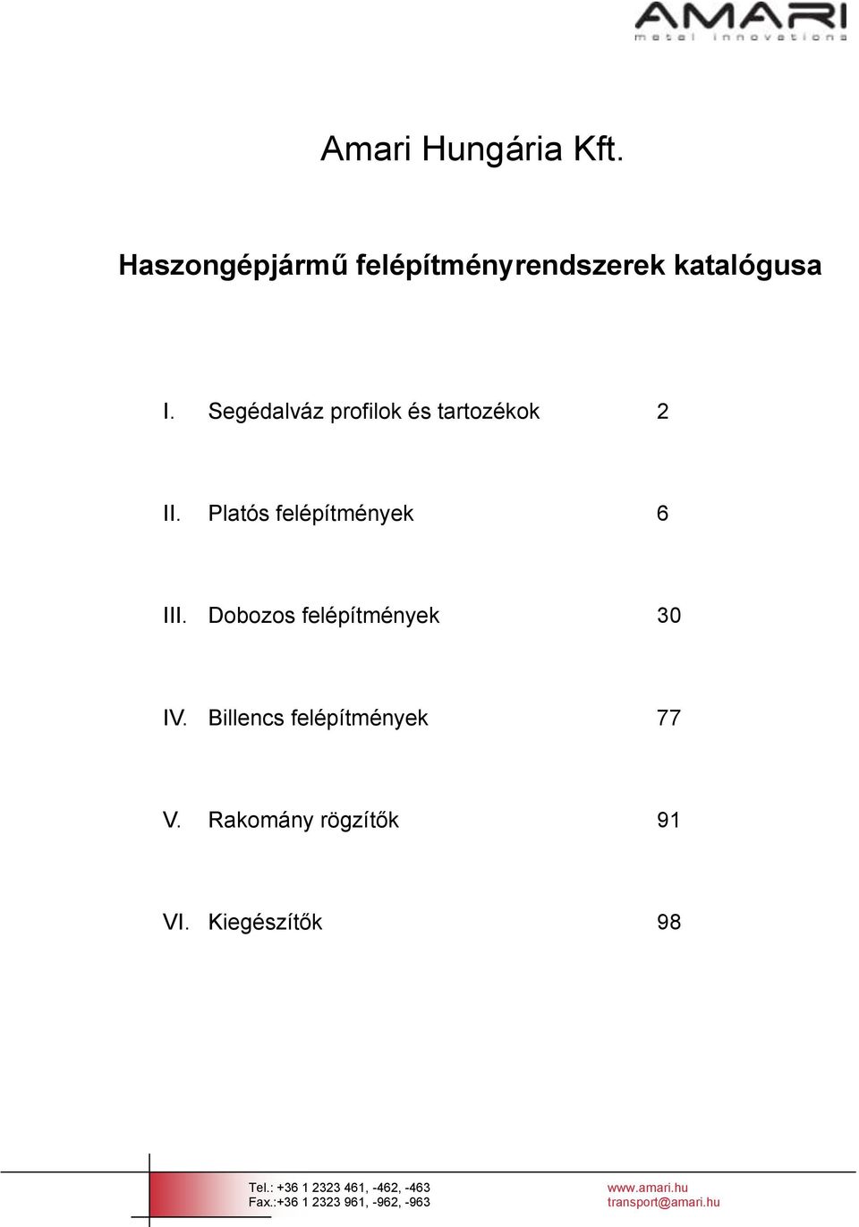 Segédalváz profilok és tartozékok 2 II.