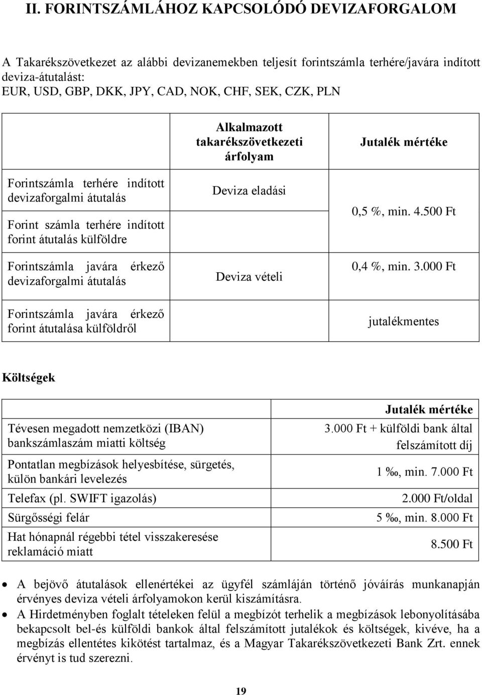 takarékszövetkezeti árfolyam Deviza eladási Deviza vételi Jutalék mértéke 0,5 %, min. 4.50 0,4 %, min. 3.