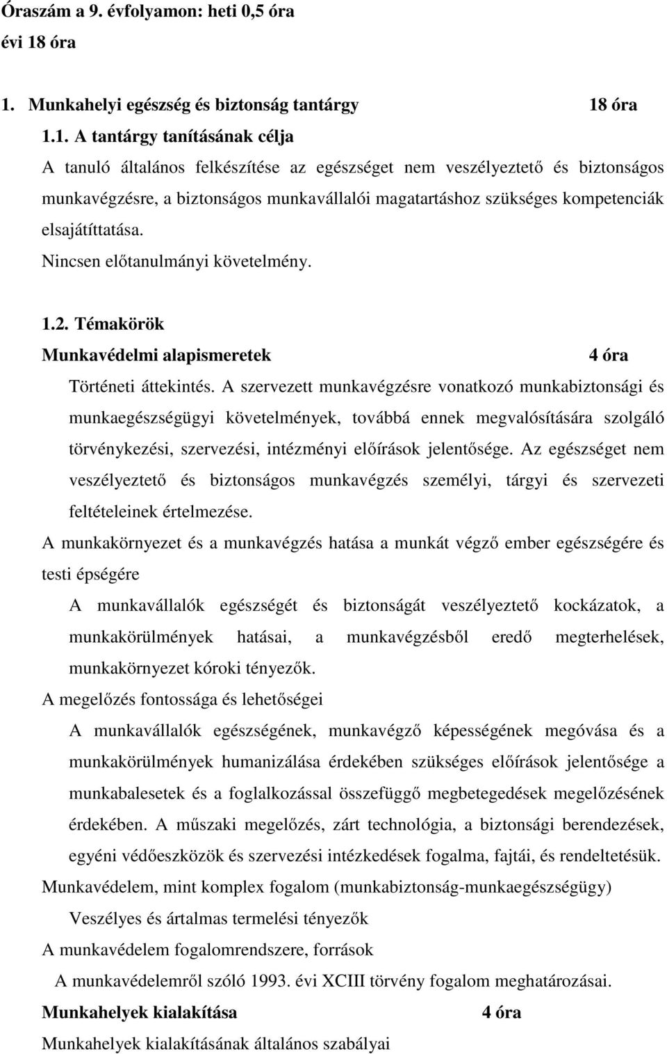 Munkahelyi egészség és biztonság tantárgy 18 1.