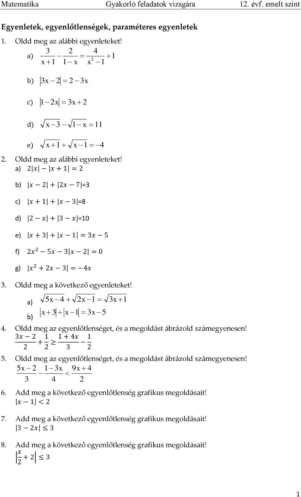 Matematika Gyakorló feladatok vizsgára 12. évf. emelt szint - PDF Ingyenes  letöltés
