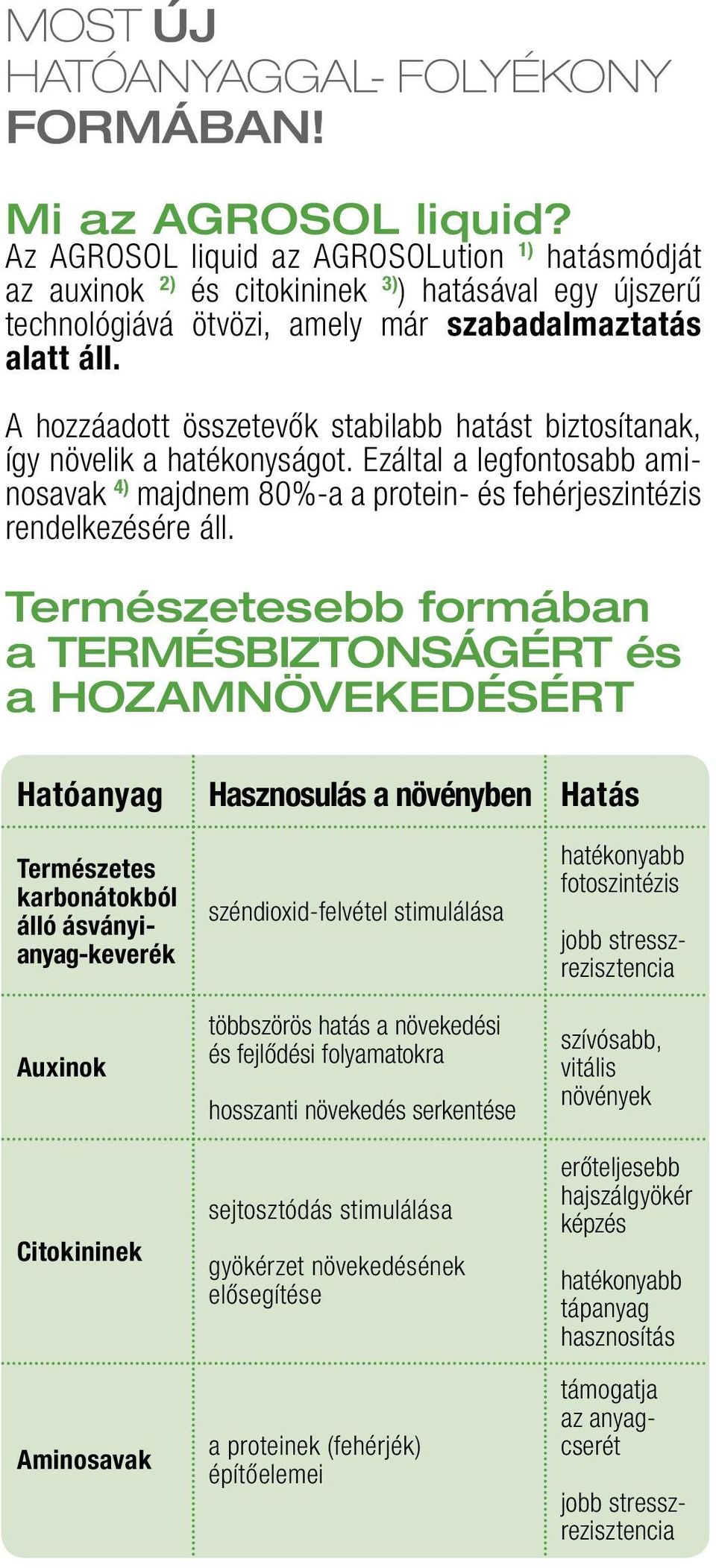 A hozzáadott összetevők stabilabb hatást biztosítanak, így növelik a hatékonyságot. Ezáltal a legfontosabb aminosavak 4) majdnem 80%-a a protein- és fehérjeszintézis rendelkezésére áll.