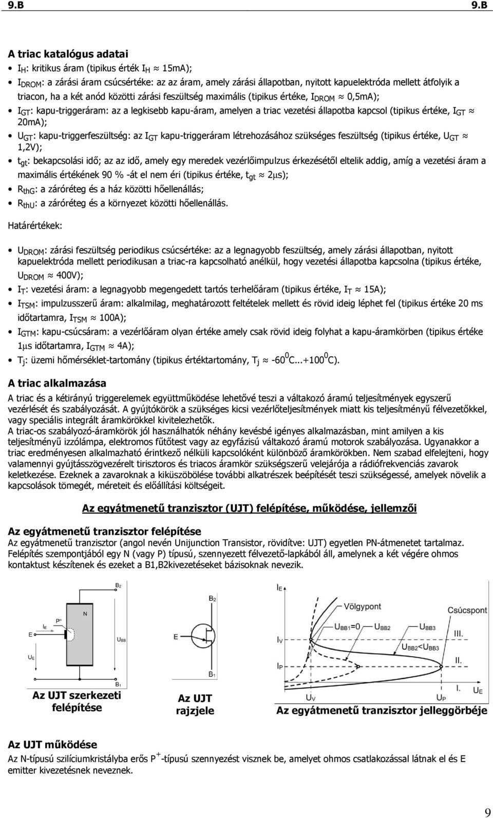 U GT : kapu-triggerfeszültség: az I GT kapu-triggeráram létrehozásához szükséges feszültség (tipikus értéke, U GT 1,2V); t gt : bekapcsolási idı; az az idı, amely egy meredek vezérlıimpulzus