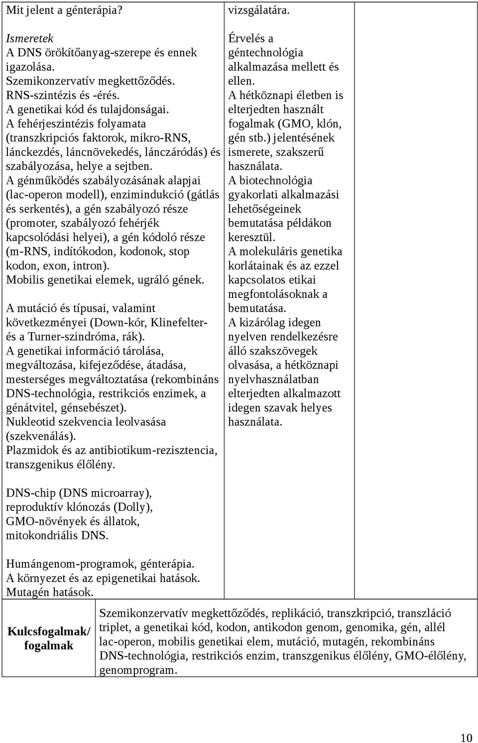 A génműködés szabályozásának alapjai (lac-operon modell), enzimindukció (gátlás és serkentés), a gén szabályozó része (promoter, szabályozó fehérjék kapcsolódási helyei), a gén kódoló része (m-rns,