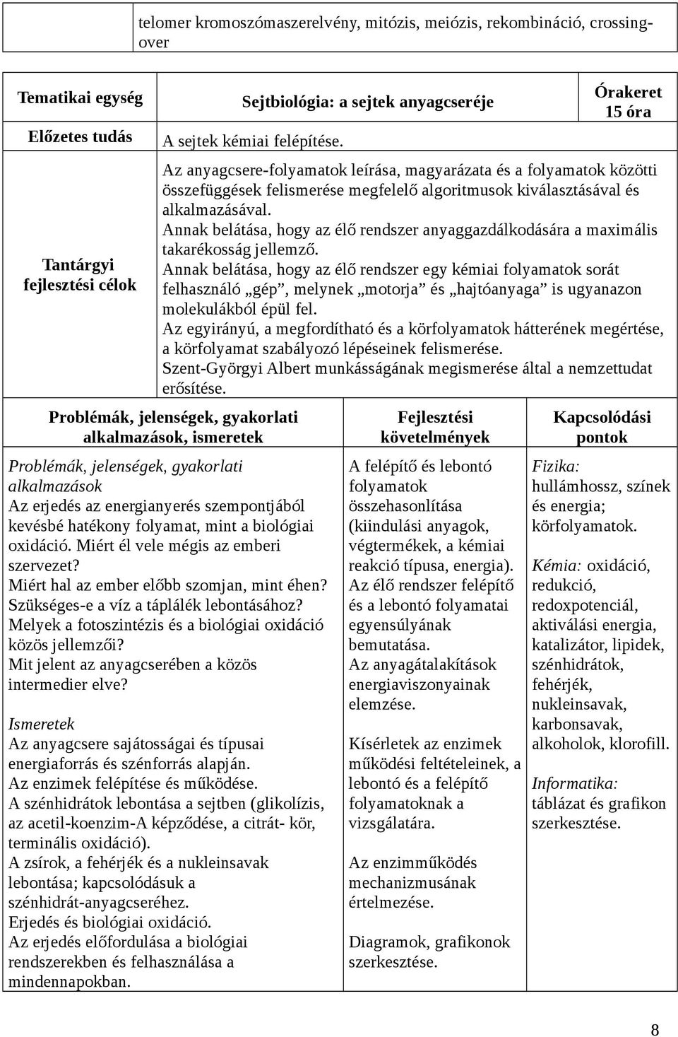 Annak belátása, hogy az élő rendszer anyaggazdálkodására a maximális takarékosság jellemző.