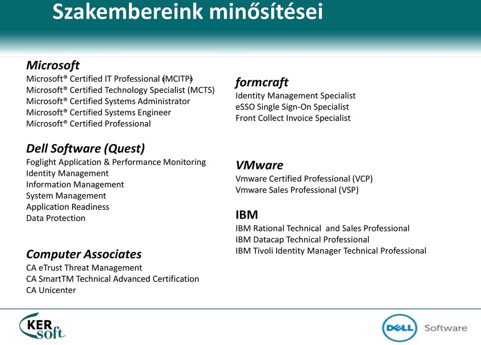 Protection Computer Associates CA etrust Threat Management CA SmartTM Technical Advanced Certification CA Unicenter formcraft Identity Management Specialist esso Single Sign-On Specialist Front