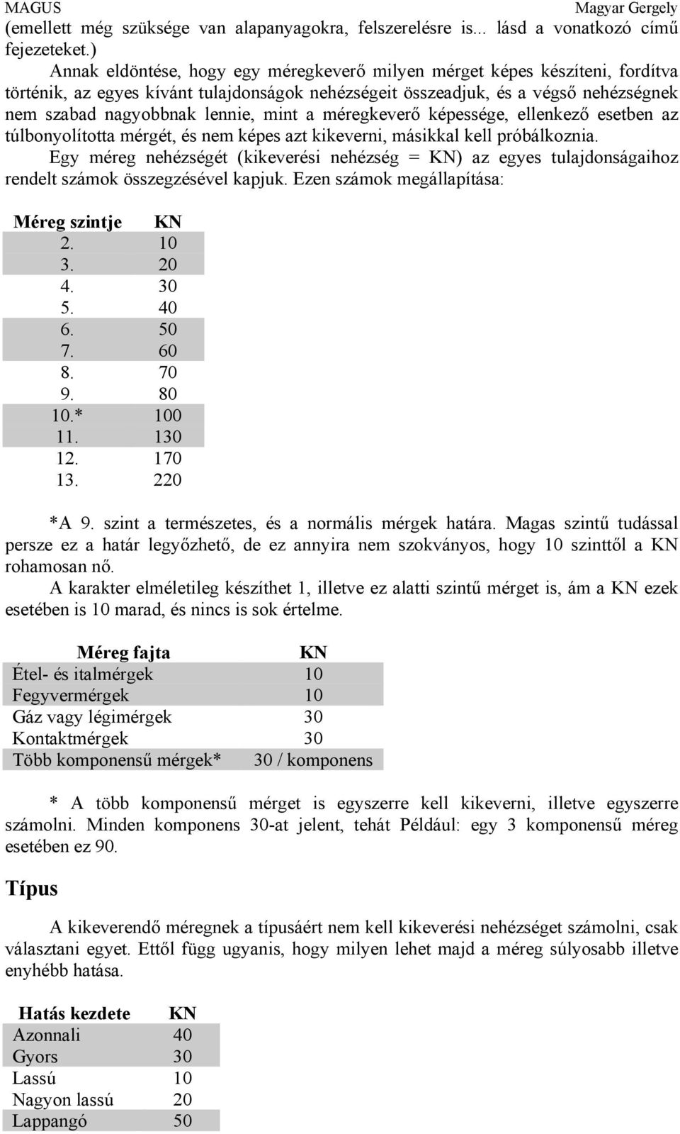 mint a méregkeverő képessége, ellenkező esetben az túlbonyolította mérgét, és nem képes azt kikeverni, másikkal kell próbálkoznia.