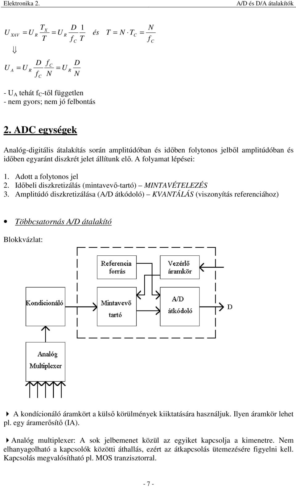 Időbeli diszkretizálás (mintavevő-tartó) MINTAVÉTELEZÉS 3.