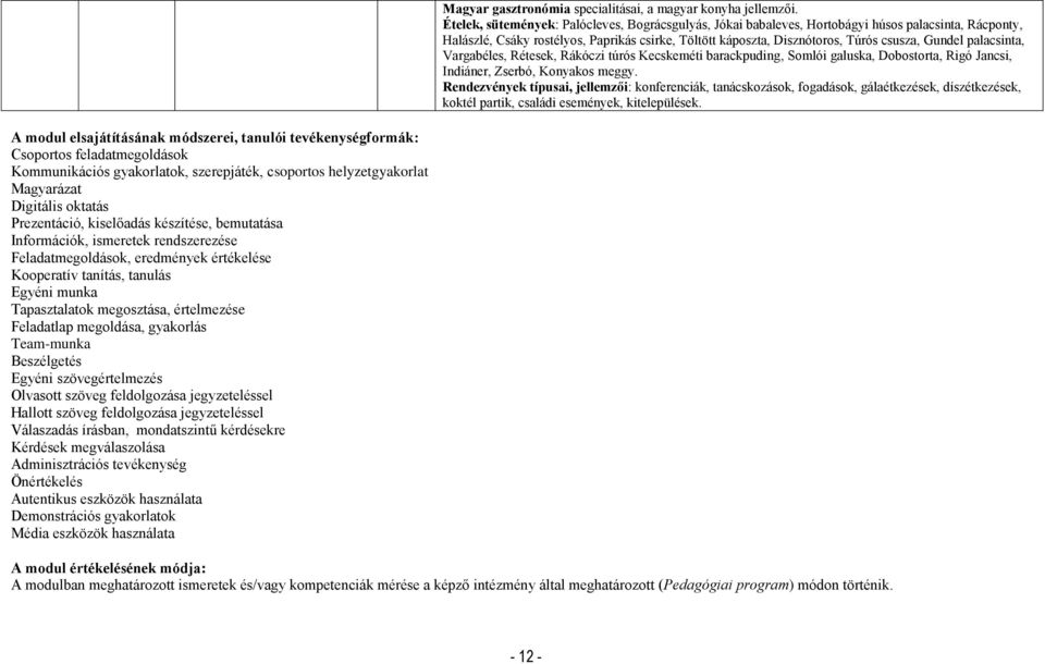 palacsinta, Vargabéles, Rétesek, Rákóczi túrós Kecskeméti barackpuding, Somlói galuska, Dobostorta, Rigó Jancsi, Indiáner, Zserbó, Konyakos meggy.