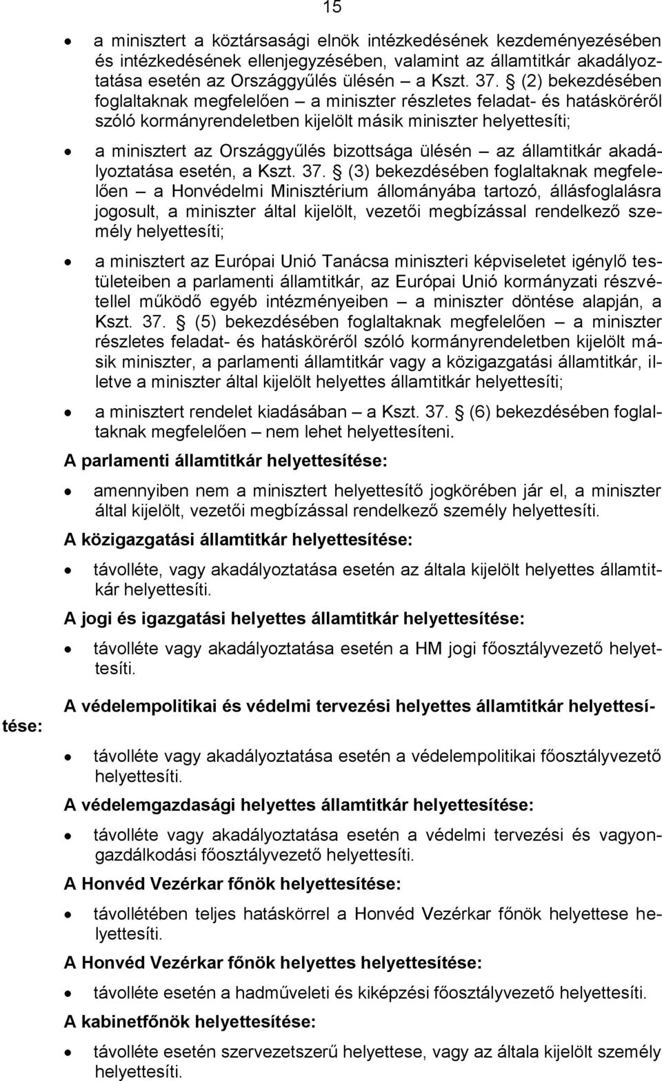 az államtitkár akadályoztatása esetén, a Kszt. 37.