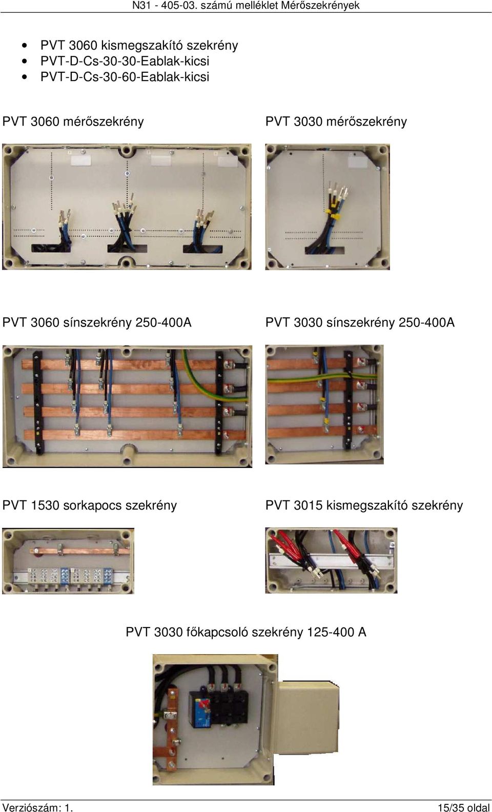 3060 sínszekrény 250-400A PVT 3030 sínszekrény 250-400A PVT 1530 sorkapocs