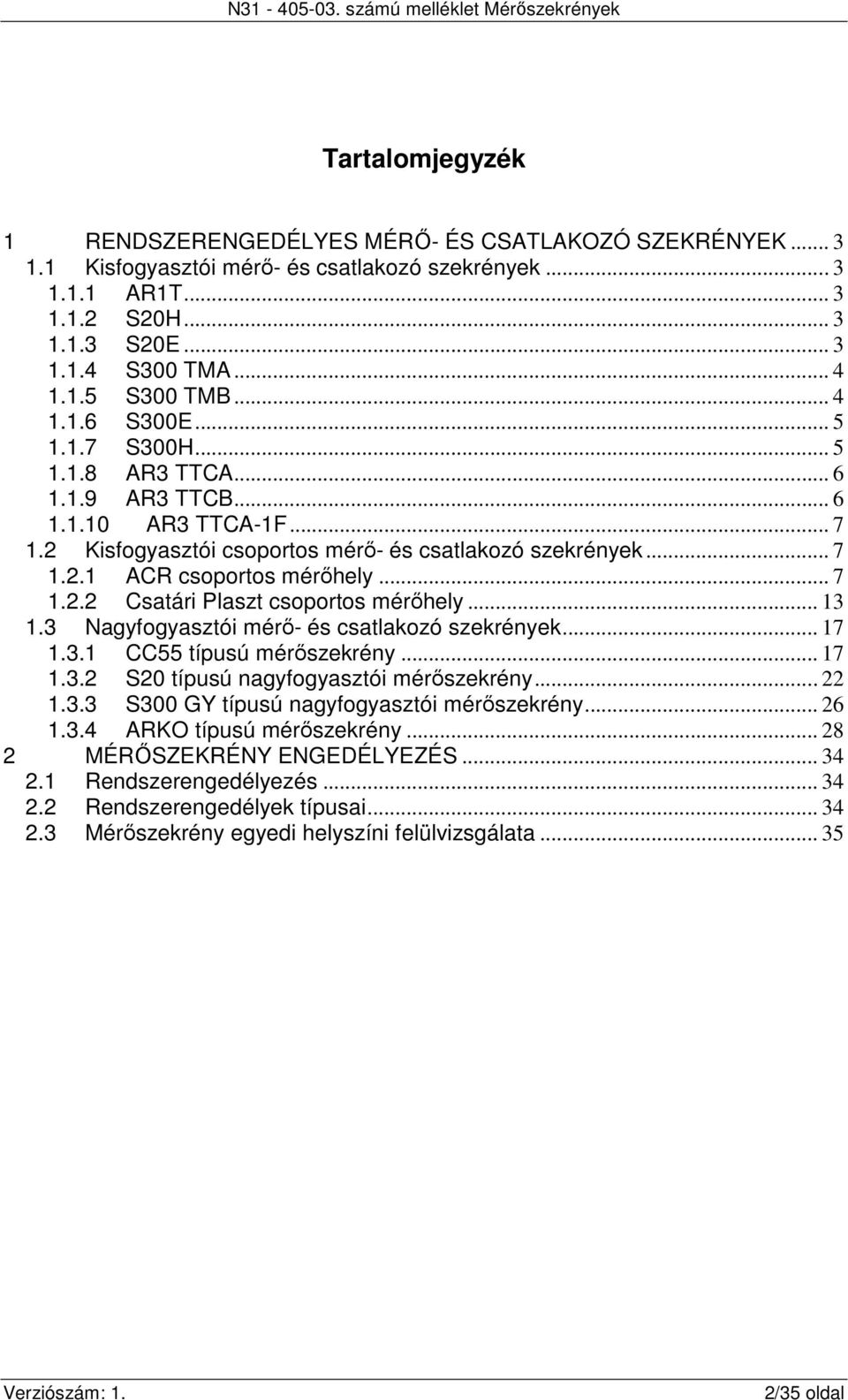 N számú melléklet Mérőszekrények - PDF Ingyenes letöltés