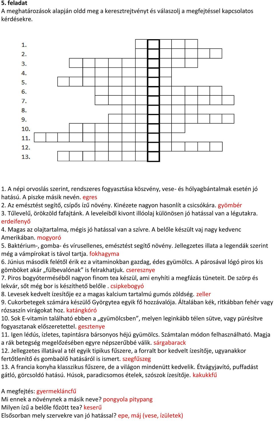 MEGOLDÁSOK Februári forduló osztályok Növény- és állatvilág - PDF Free  Download