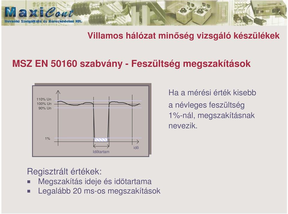 névleges feszültség 1%-nál, megszakításnak nevezik.