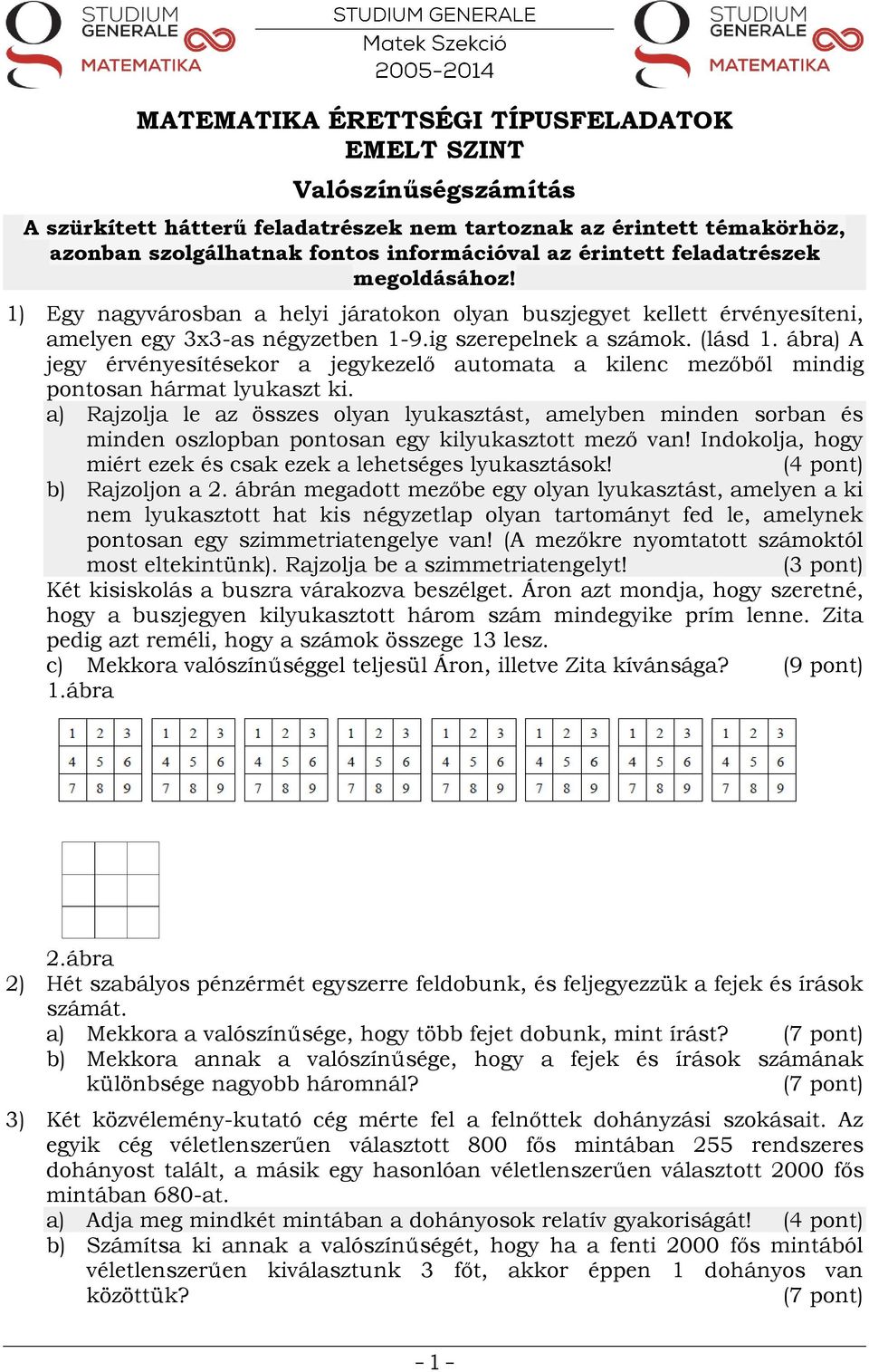 ábra) A jegy érvényesítésekor a jegykezelő automata a kilenc mezőből mindig pontosan hármat lyukaszt ki.