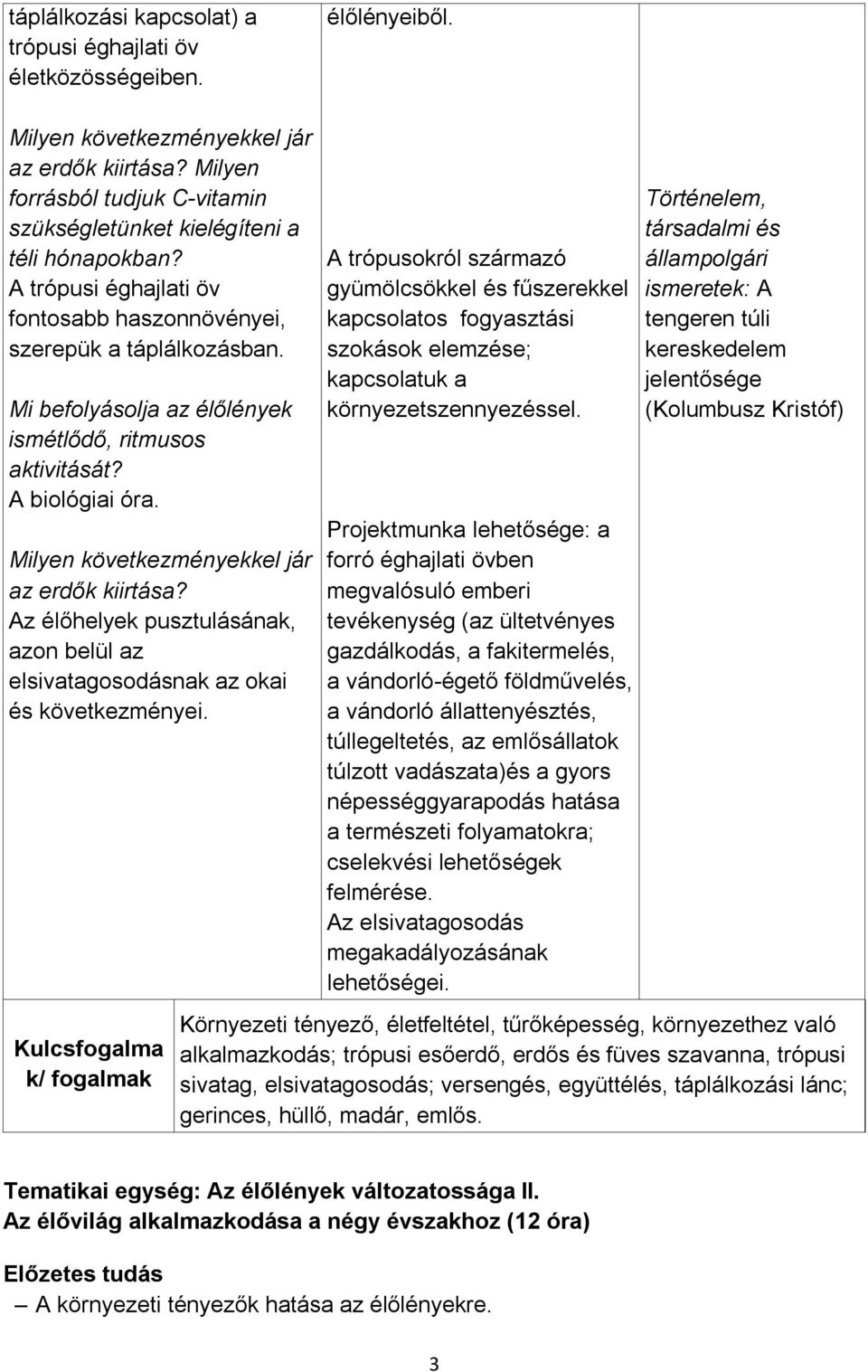 Mi befolyásolja az élőlények ismétlődő, ritmusos aktivitását? A biológiai óra. Milyen következményekkel jár az erdők kiirtása?