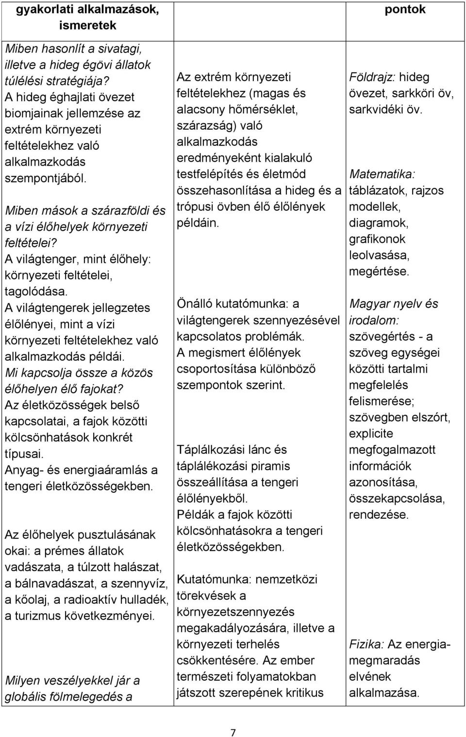 A világtenger, mint élőhely: környezeti feltételei, tagolódása. A világtengerek jellegzetes élőlényei, mint a vízi környezeti feltételekhez való alkalmazkodás példái.