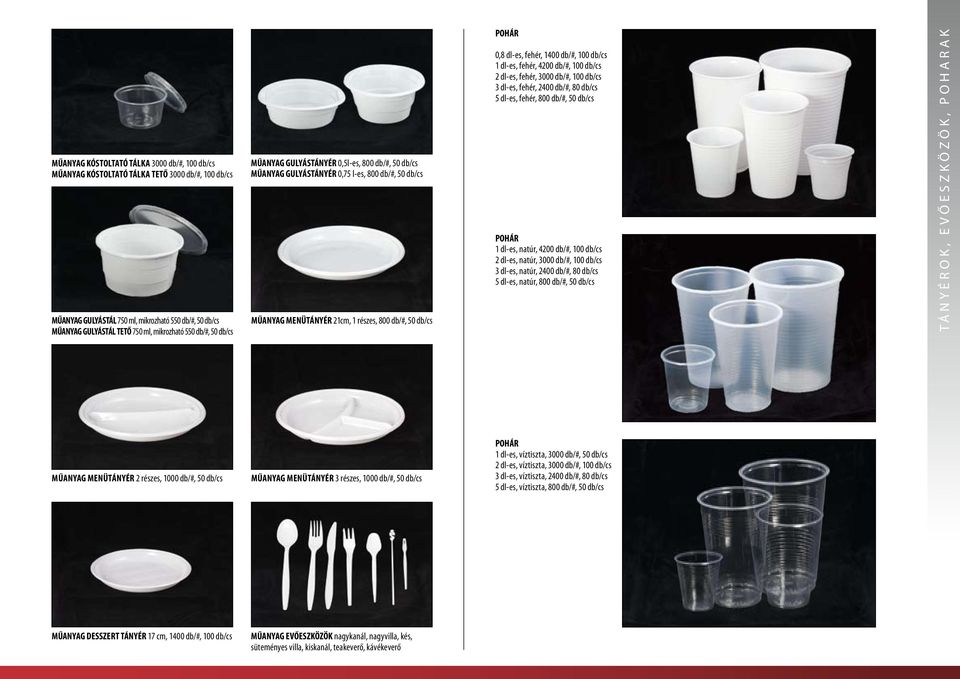 db/#, 100 db/cs 1 dl-es, fehér, 4200 db/#, 100 db/cs 2 dl-es, fehér, 3000 db/#, 100 db/cs 3 dl-es, fehér, 2400 db/#, 80 db/cs 5 dl-es, fehér, 800 db/#, 50 db/cs POHÁR 1 dl-es, natúr, 4200 db/#, 100