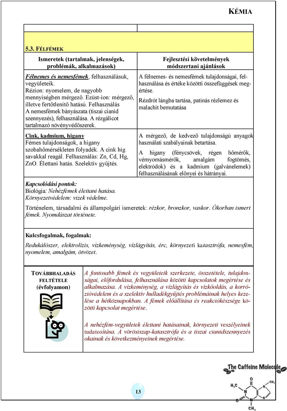 Cink, kadmium, higany Fémes tulajdonságok, a higany szobahőmérsékleten folyadék. A cink híg savakkal reagál. Felhasználás: Zn, Cd, Hg, ZnO. Élettani hatás. Szelektív gyűjtés.