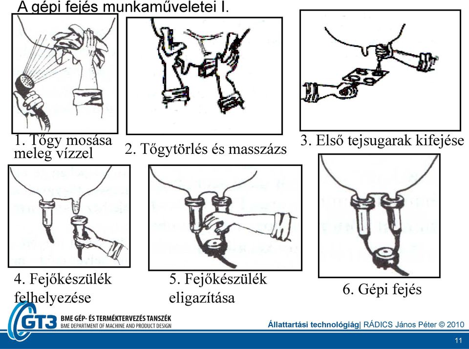 és masszázs 3. Első tejsugarak kifejése 4.