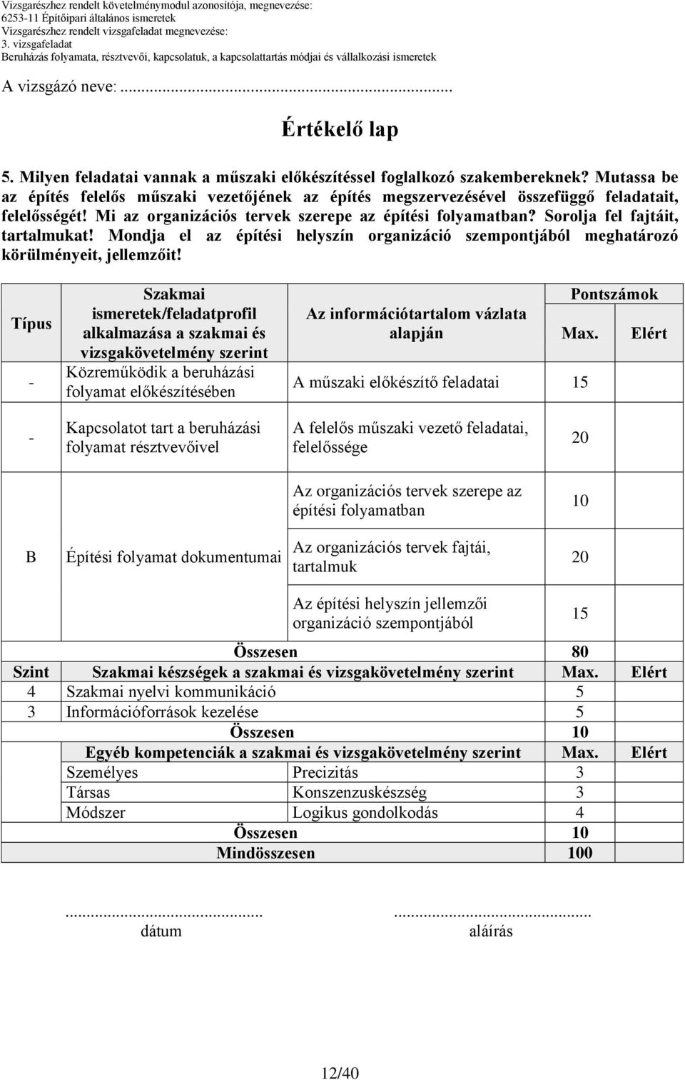 Sorolja fel fajtáit, tartalmukat! Mondja el az építési helyszín organizáció szempontjából meghatározó körülményeit, jellemzőit!