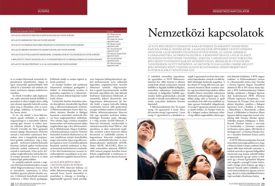 ÉS AZ IRODALOMBAN KUTATÓCSOPORT MTA-ELTE VÁLSÁGTÖRTÉNET A 19 20. SZÁZADBAN KUTATÓCSOPORT Vezetője Dr. Dobos István egyetemi tanár Dr. Fehér M. István egyetemi tanár Dr. Borhy László egyetemi tanár Dr.