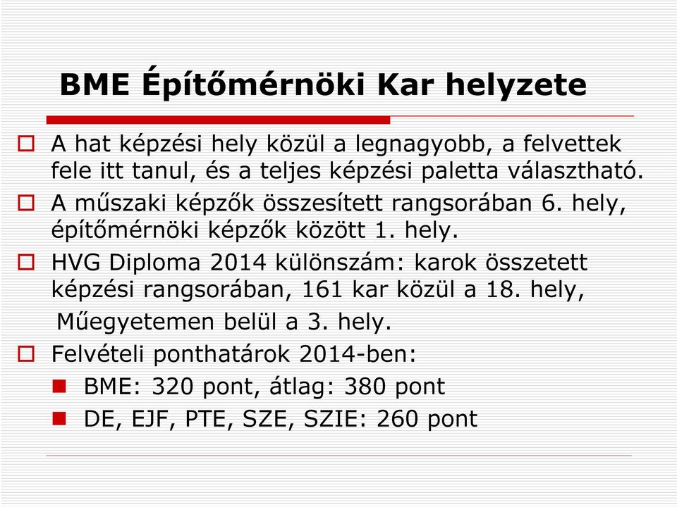 hely. HVG Diploma 2014 különszám: karok összetett képzési rangsorában, 161 kar közül a 18.