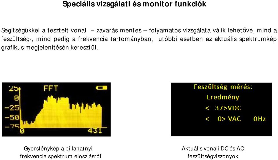 tartományban, utóbbi esetben az aktuális spektrumkép grafikus megjelenítésén keresztül.