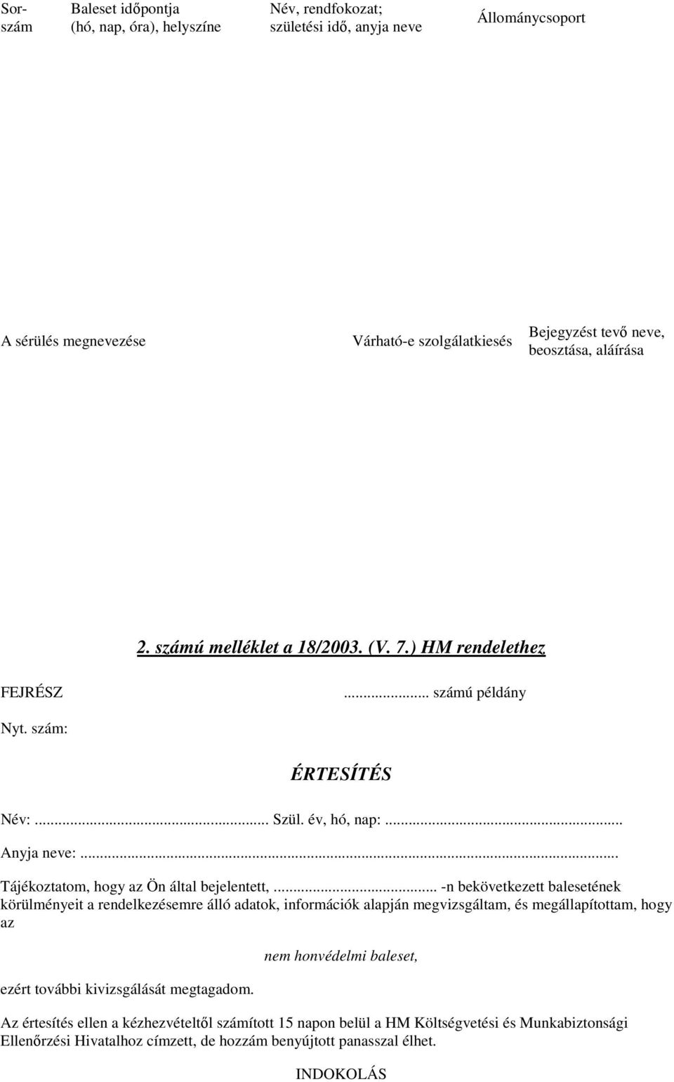 .. Tájékoztatom, hogy az Ön által bejelentett,.
