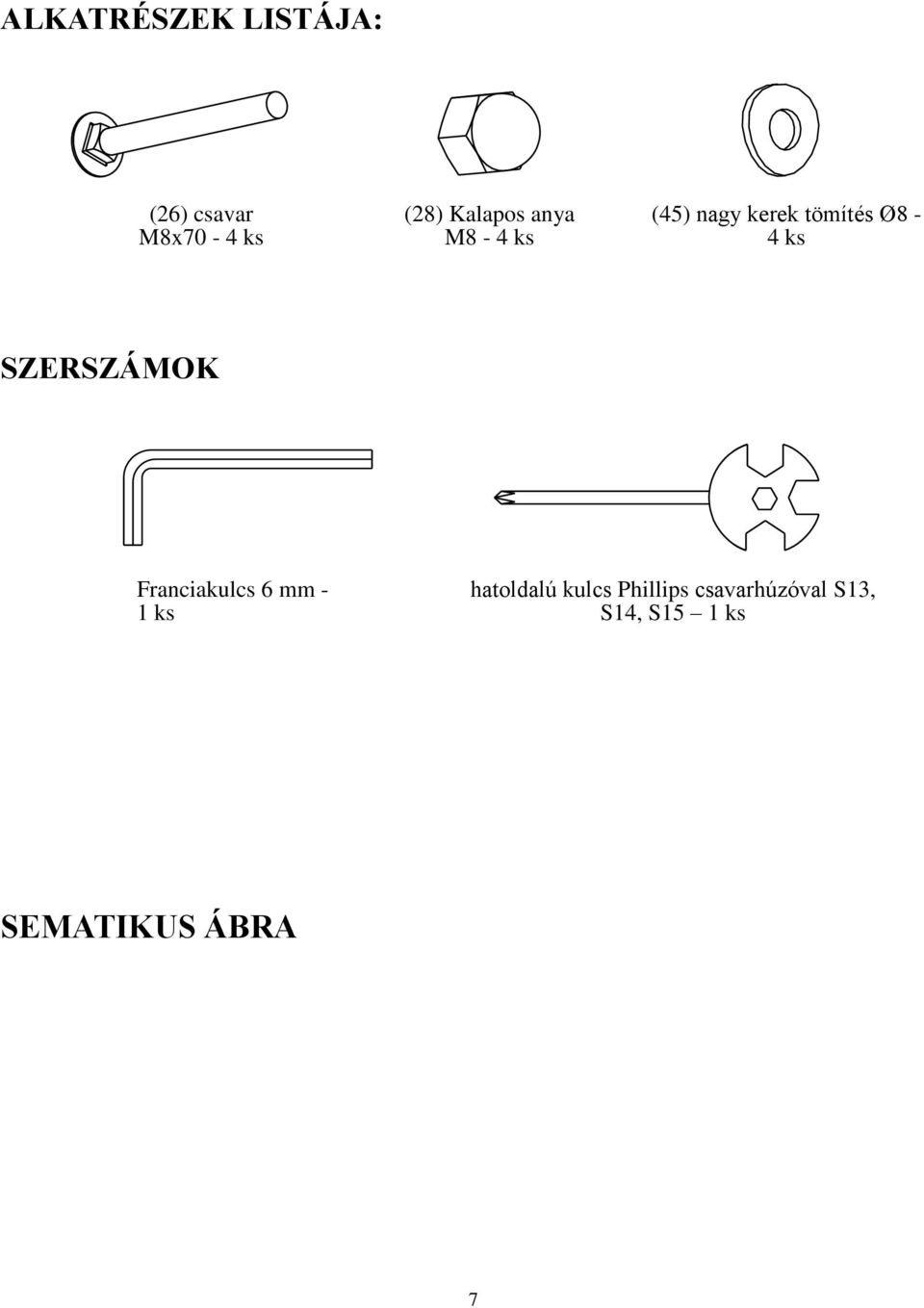 SZERSZÁMOK Franciakulcs 6 mm - 1 ks hatoldalú kulcs