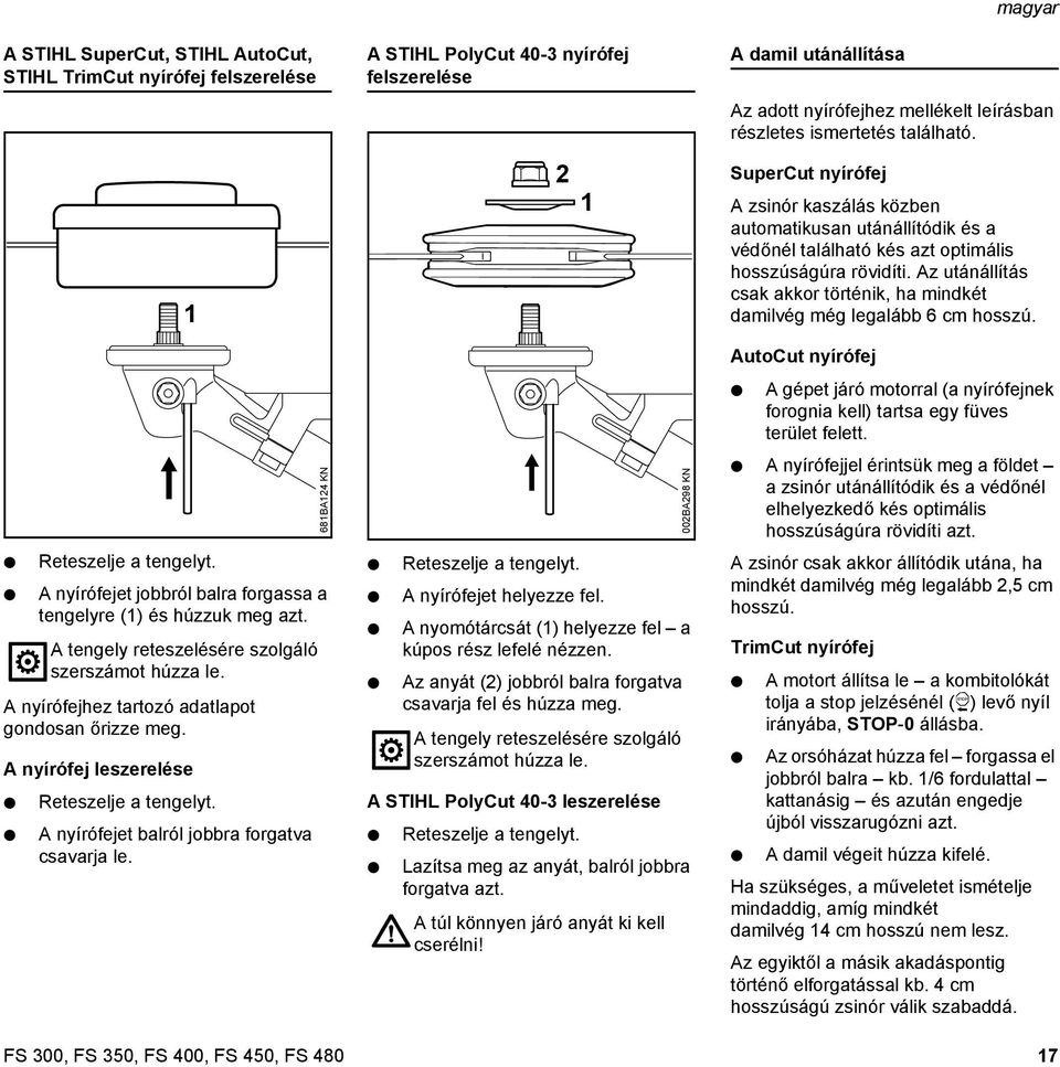 STIHL FS 300, 350, 400, 450, 480. Használati utasítás - PDF Ingyenes  letöltés