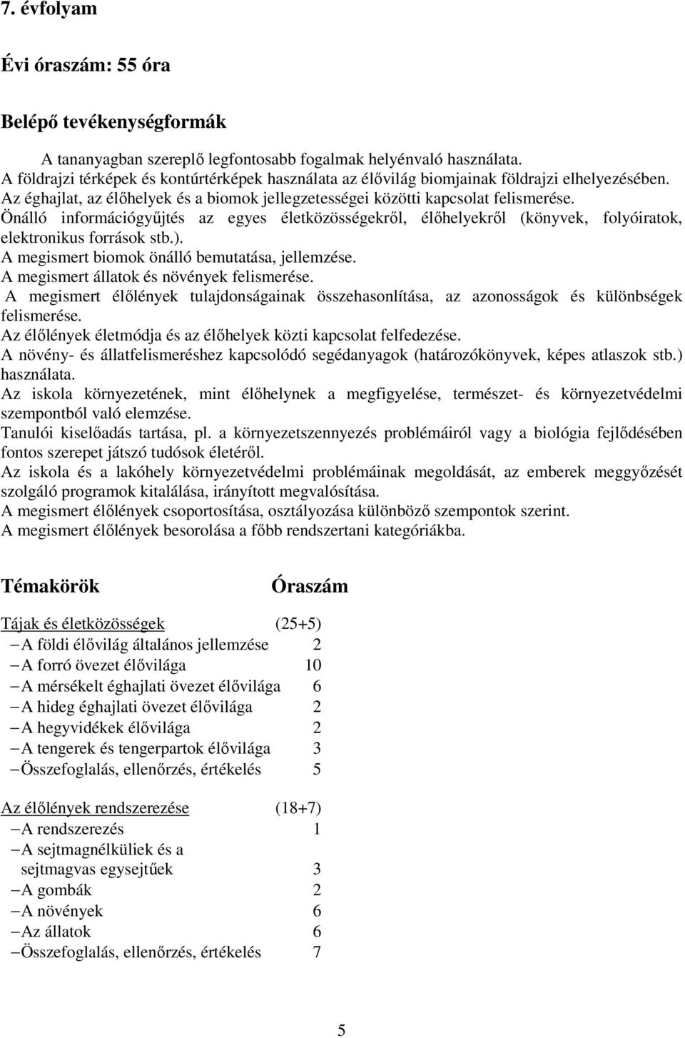 Önálló információgyűjtés az egyes életközösségekről, élőhelyekről (könyvek, folyóiratok, elektronikus források stb.). A megismert biomok önálló bemutatása, jellemzése.