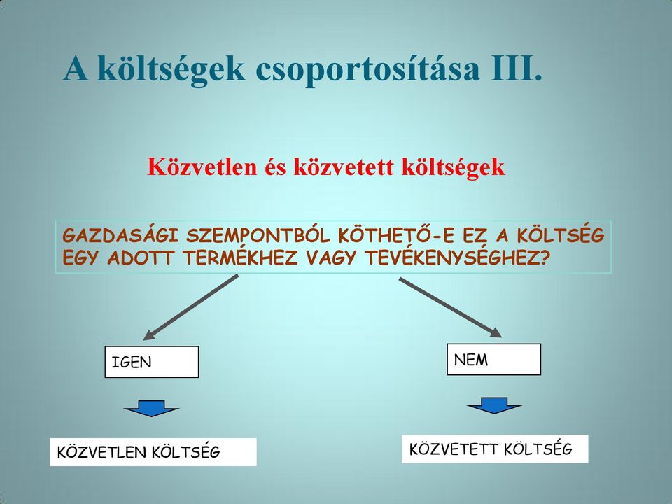 SZEMPONTBÓL KÖTHETŐ-E EZ A KÖLTSÉG EGY ADOTT