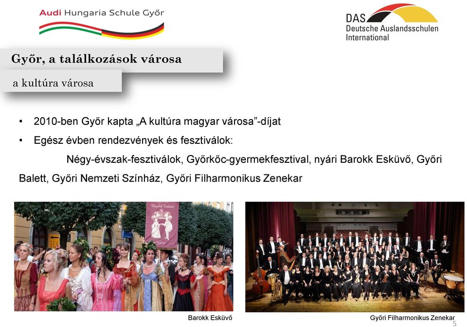 Négy-évszak-fesztiválok, Győrkőc-gyermekfesztival, nyári Barokk Esküvő, Győri