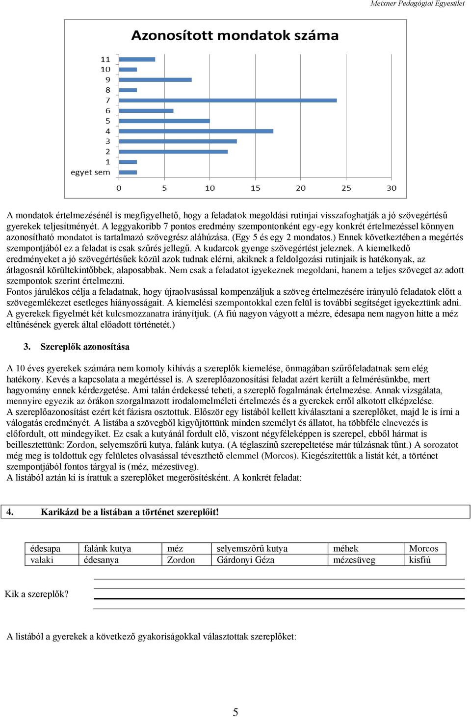 ) Ennek következtében a megértés szempontjából ez a feladat is csak szűrés jellegű. A kudarcok gyenge szövegértést jeleznek.