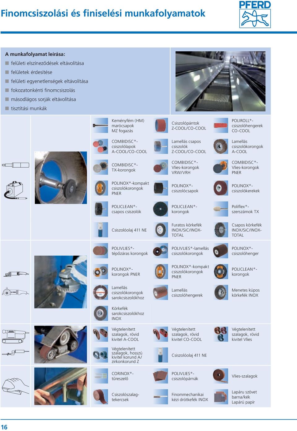 csapos csiszolók Z-COOL/CO-COOL Lamellás A-COOL COMBIDISC TX-korongok COMBIDISC Vlies-korongok VRW/VRH COMBIDISC Vlies-korongok POLINOX -kompakt POLINOX csiszolócsapok POLINOX csiszolókerekek