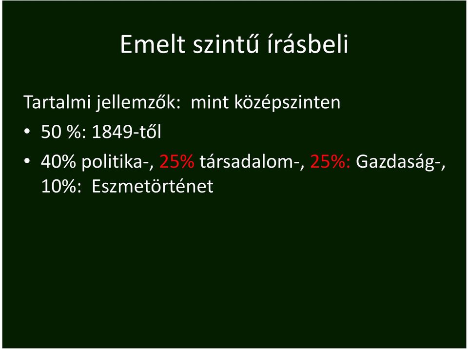 1849-től 40% politika-, 25%