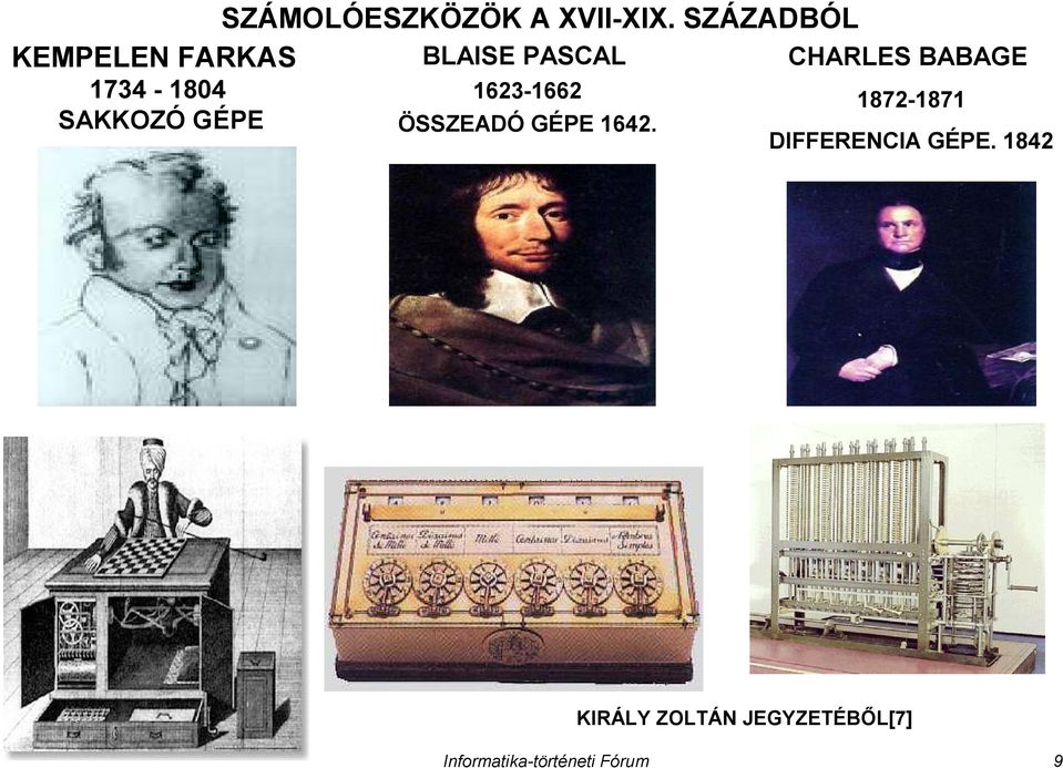 FARKAS 1734-1804 SAKKOZÓ GÉPE 1623-1662 ÖSSZEADÓ