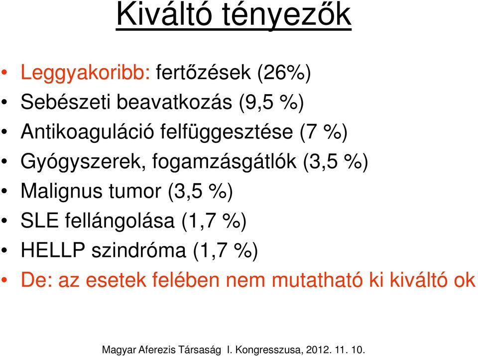 Gyógyszerek, fogamzásgátlók (3,5 %) Malignus tumor (3,5 %) SLE