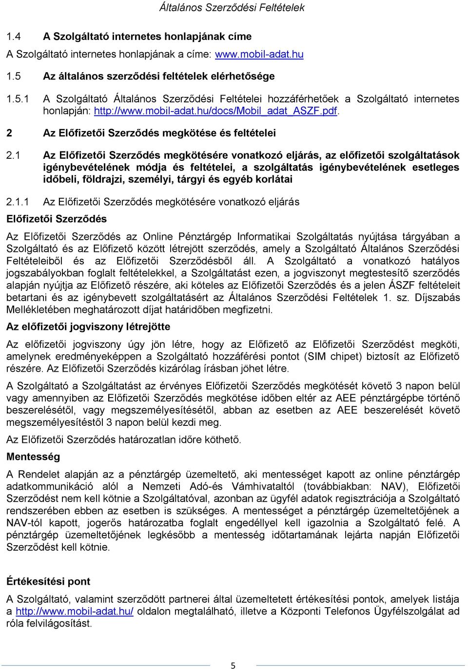 MOBIL ADAT Kft. Módosított Általános Szerződési Feltételei - PDF Free  Download