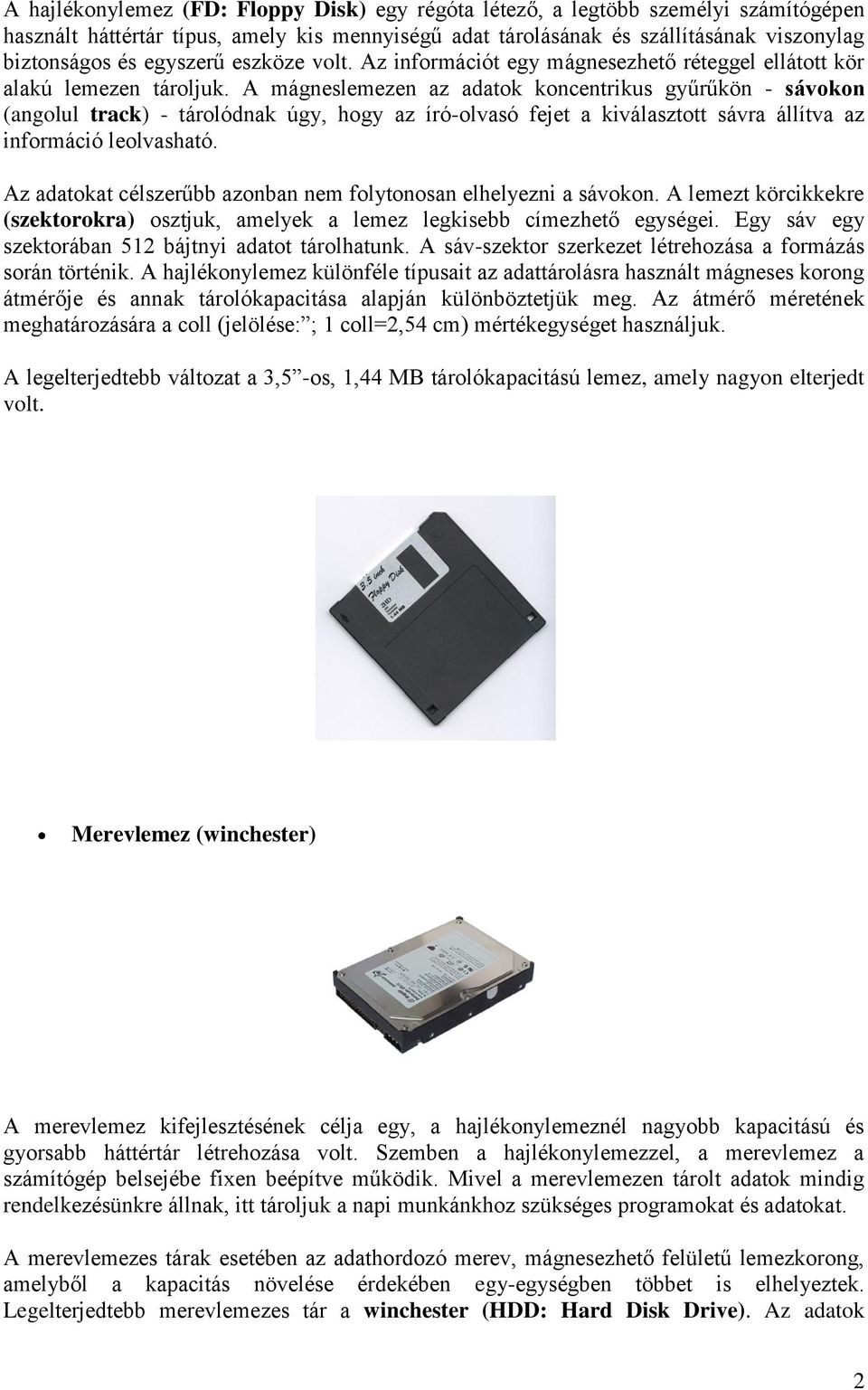 A mágneslemezen az adatok koncentrikus gyűrűkön - sávokon (angolul track) - tárolódnak úgy, hogy az író-olvasó fejet a kiválasztott sávra állítva az információ leolvasható.