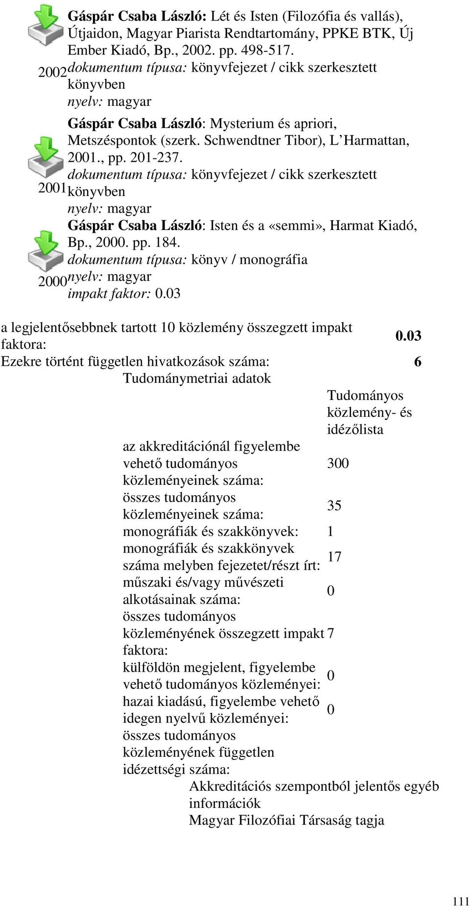 dokumentum típusa: könyvfejezet / cikk szerkesztett 2001könyvben nyelv: magyar Gáspár Csaba László: Isten és a «semmi», Harmat Kiadó, Bp., 2000. pp. 184.