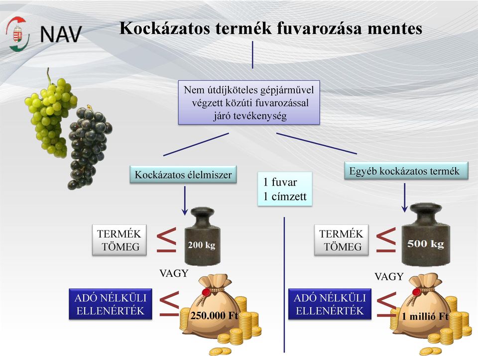 fuvar 1 címzett Egyéb kockázatos termék TERMÉK TÖMEG TERMÉK TÖMEG ADÓ