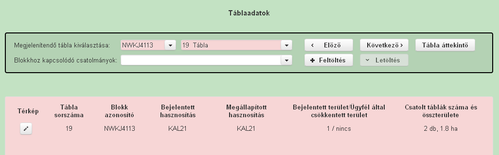 Térképi felület A térképi felületre a Táblaadatok résznél, a Térkép felirat alatt található ceruza