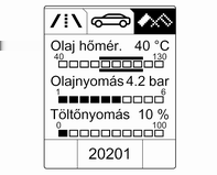 124 Műszerek és kezelőszervek Eco index kijelző. Egy szeletekre osztott kijelzőn az aktuális üzemanyag-fogyasztás látható.