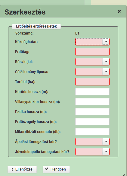 Sorszám: Automatikusa generálja a felület. Községhatár: Lenyíló fül segítségével adható meg.