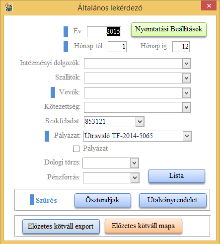 Átalakult az Általános lekérdező menüpont: Keretbe kerültek az általánostól eltérő lekérdezések.