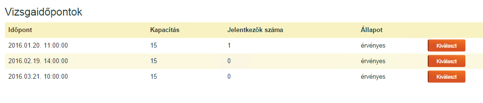 Hogy tudok vizsgaalkalomra jelentkezni? A menüben a Képzés/vizsga legördülő menüből a Vizsgáim menüponttal tekintse meg a jelentkezése állapotát.