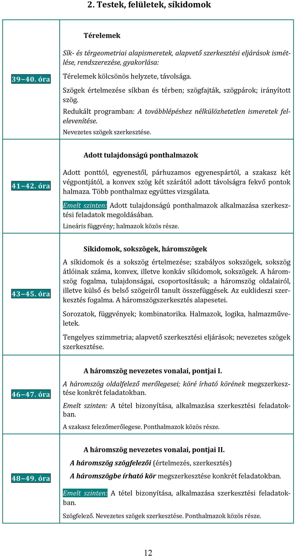 Adott tulajdonságú ponthalmazok 41 42. óra Adott ponttól, egyenestől, párhuzamos egyenespártól, a szakasz két végpontjától, a konvex szög két szárától adott távolságra fekvő pontok halmaza.