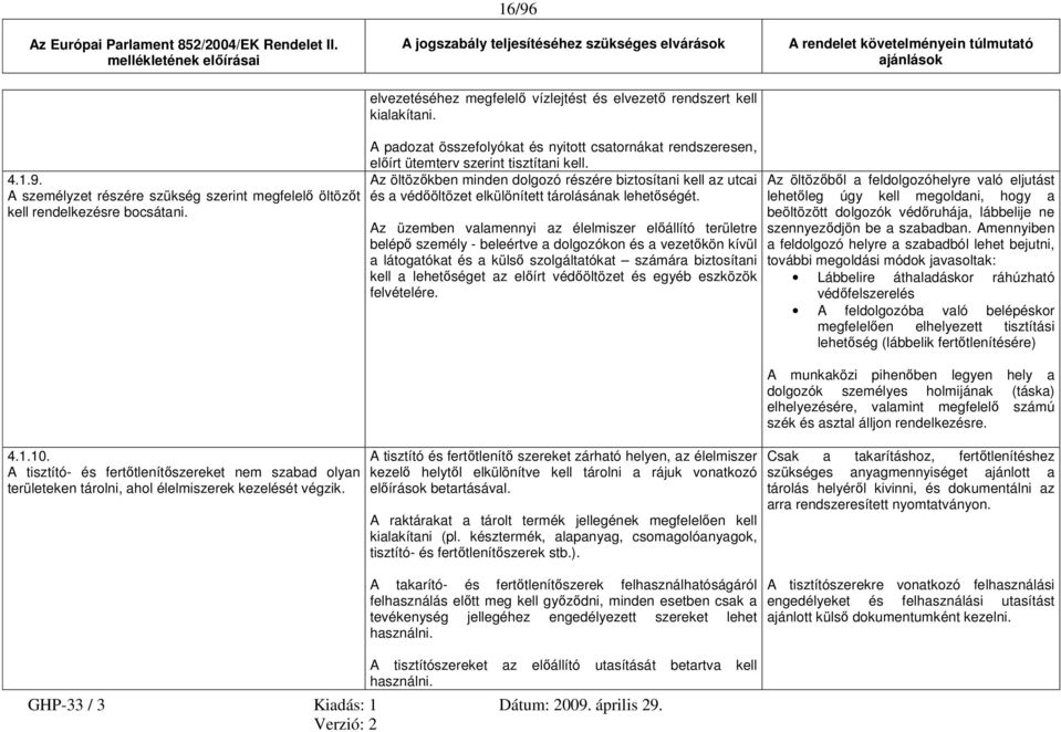 A padozat összefolyókat és nyitott csatornákat rendszeresen, előírt ütemterv szerint tisztítani kell.