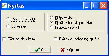 Folyószámlás adatok: Bejelölése esetén a program átnyitja az összes törzs-állományt (partnerek, munkaszámok, stb.